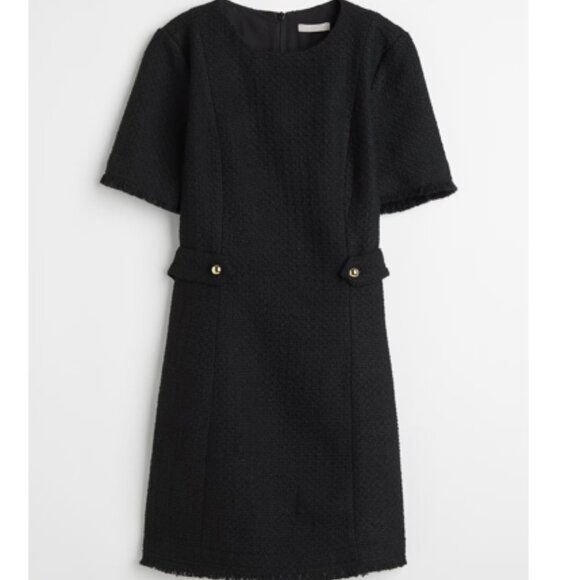 H&M Wool-blend Black Bouclé Tweed Dress - Picture 2 of 15